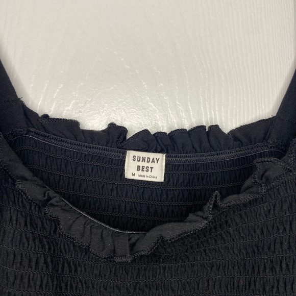 Aritzia Smocked Thin Strap Top with Ruffle - Picture 3 of 4